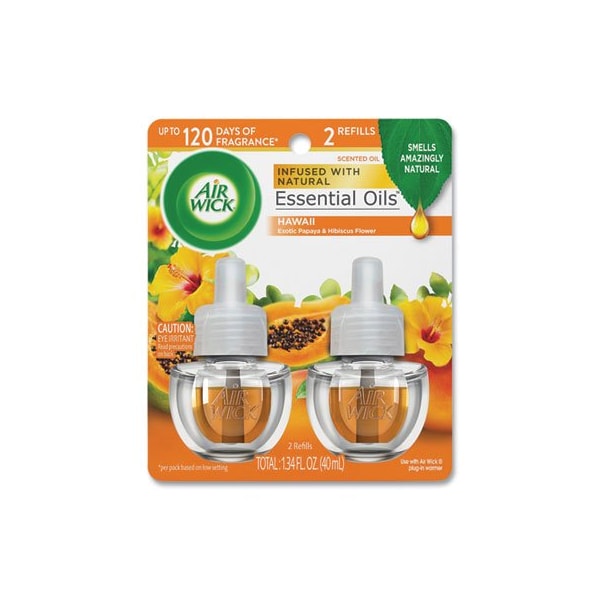 Reckitbenc Air Wick, SCENTED OIL TWIN REFILL, HAWAI'I EXOTIC PAPAYA/HIBISCUS FLOWER, 0.67 OZ 85175PK - main